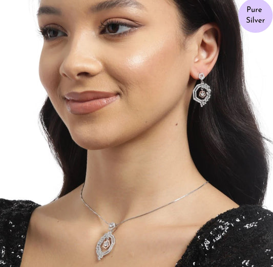 Brilliance in Balance Dual Tone-Plated 925 Silver Jewelry Set