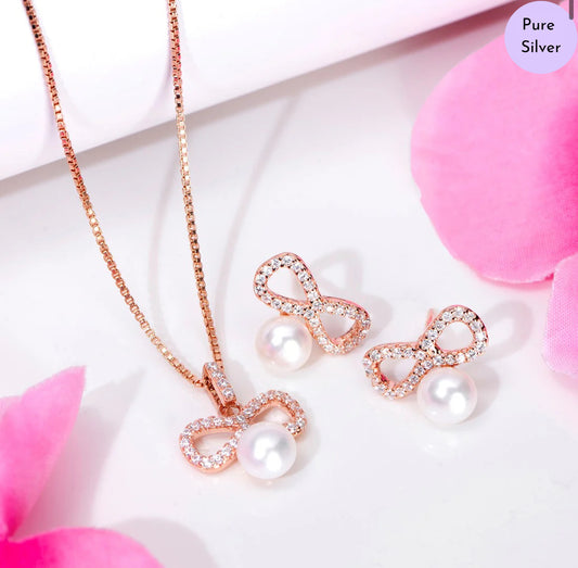 Endless Allure Rose gold Plated 925 Silver Jewelry Set