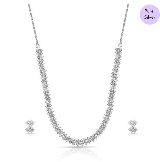 Bloom & Bliss Rhodium Plated 925 Sterling Silver Jewelry Set