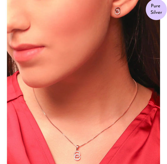 Twin Grace Rose Gold 925 Silver Jewelry Set with Twin Circles