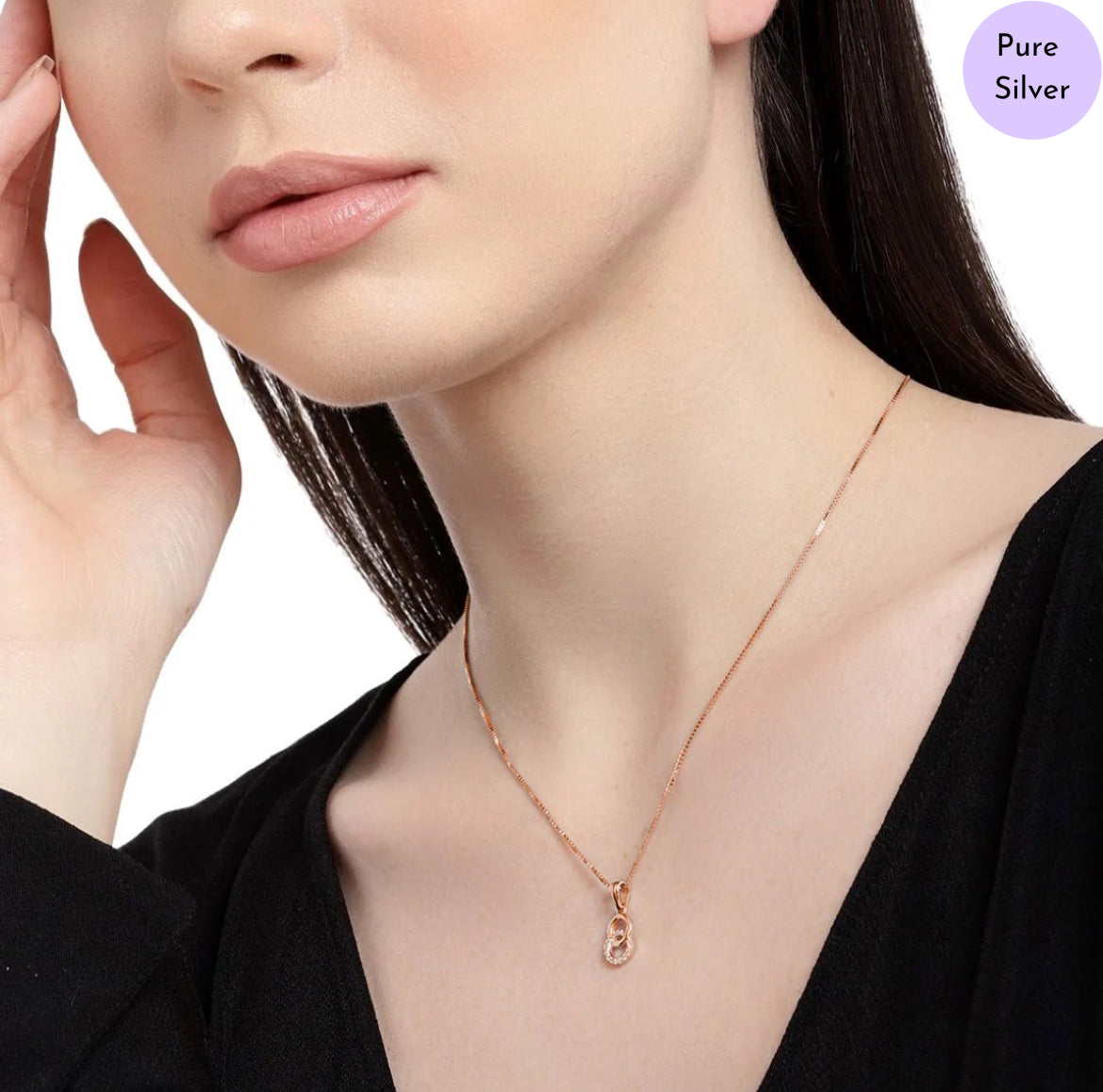 Twin Grace Rose Gold 925 Silver Jewelry Set with Twin Circles
