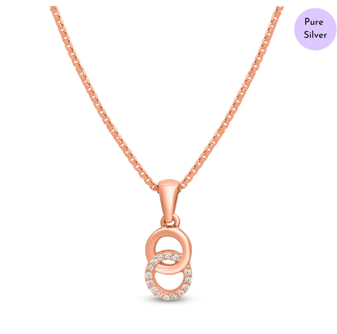 Twin Grace Rose Gold 925 Silver Jewelry Set with Twin Circles