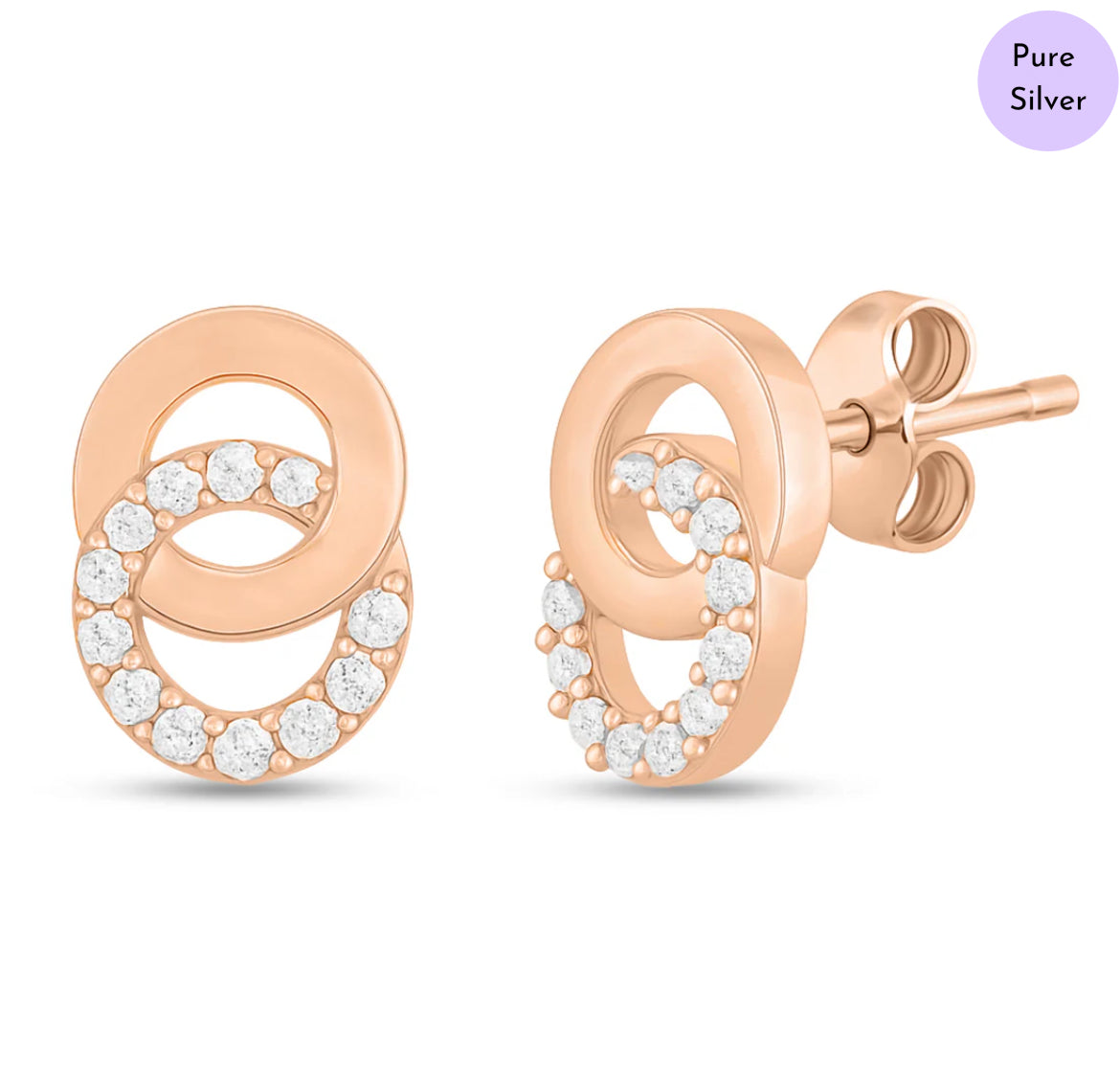 Twin Grace Rose Gold 925 Silver Jewelry Set with Twin Circles