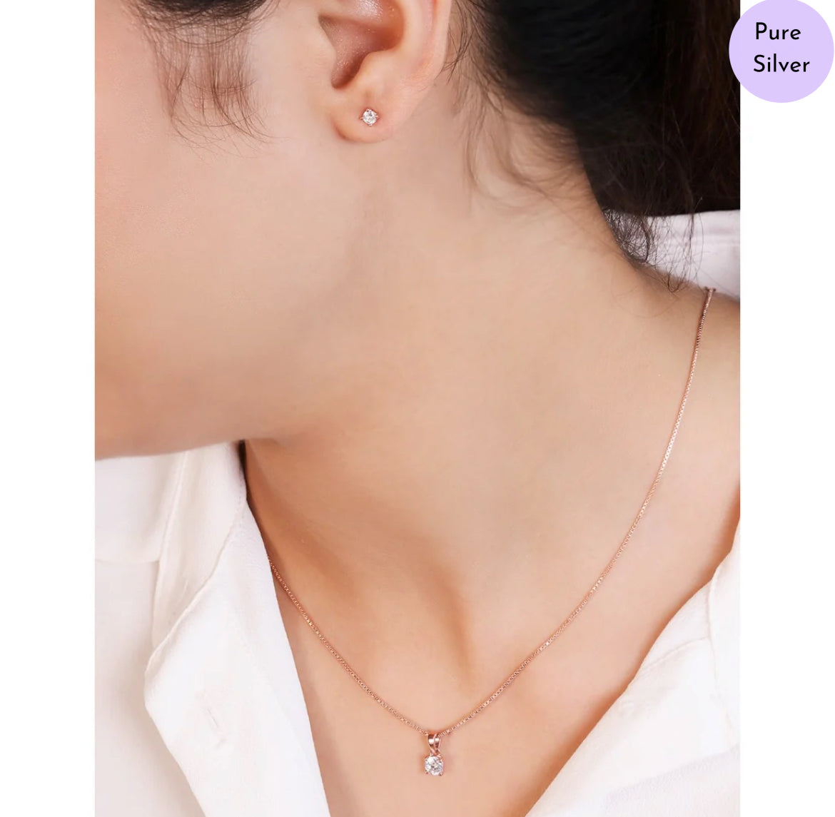 Rose Dusk Elegance Rose-Gold Plated 925 Silver CZ Jewelry Set