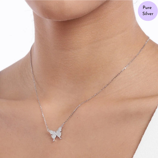 Butterfly CZ 925 Sterling Silver Necklace