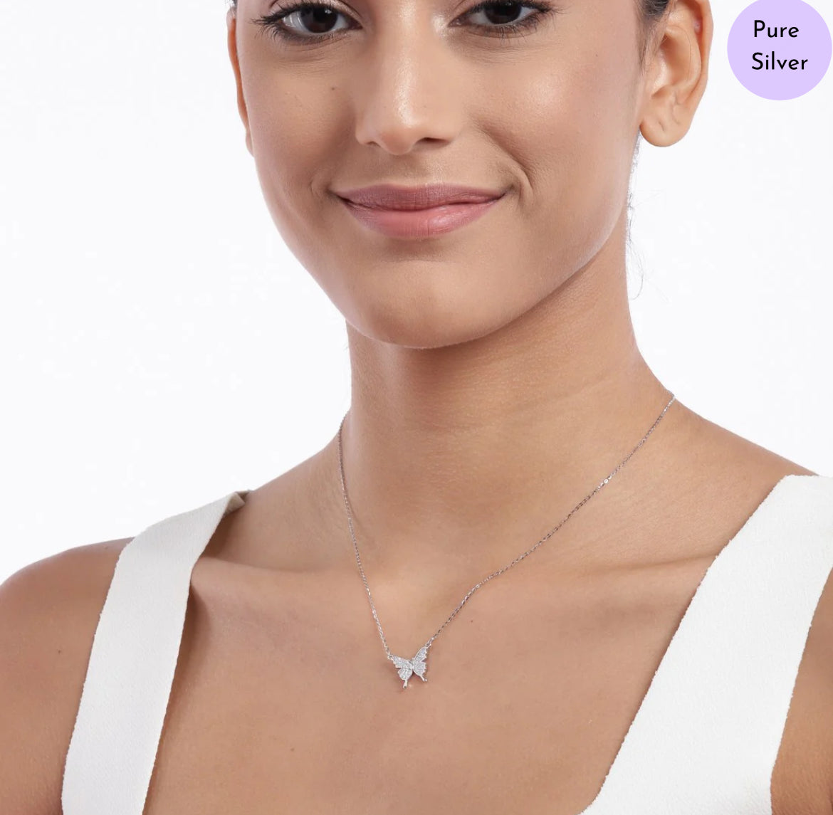 Butterfly CZ 925 Sterling Silver Necklace
