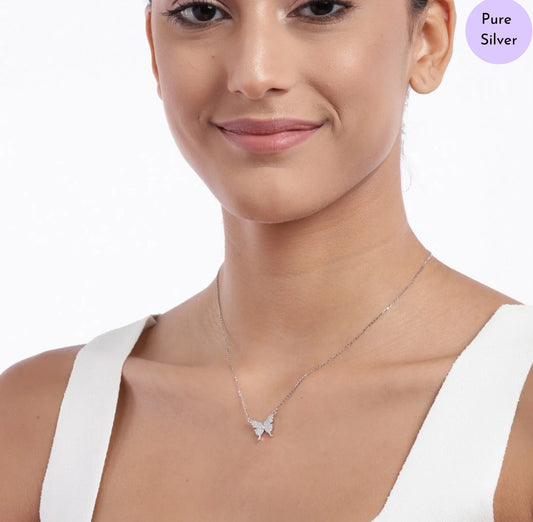 Butterfly CZ 925 Sterling Silver Necklace
