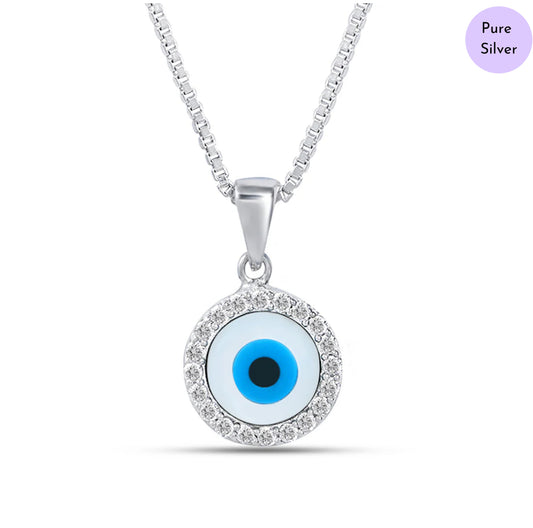 Eveil Eye Essence Rhodium Plated CZ 925 Silver Necklace