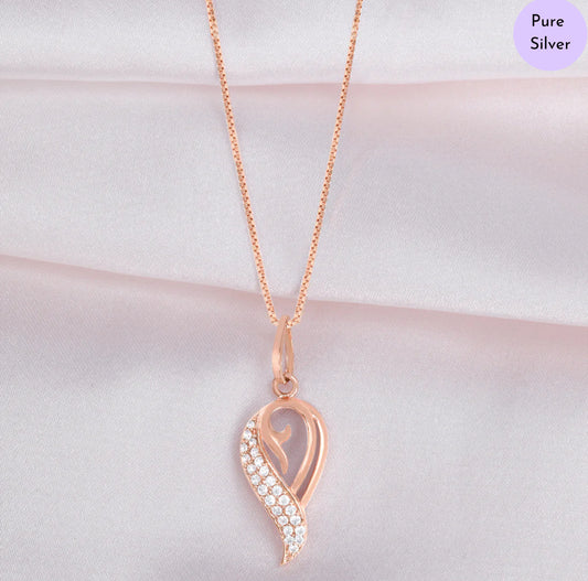 Ethernal Wings 925 Silver Rose Gold Plated Pendant with Chain