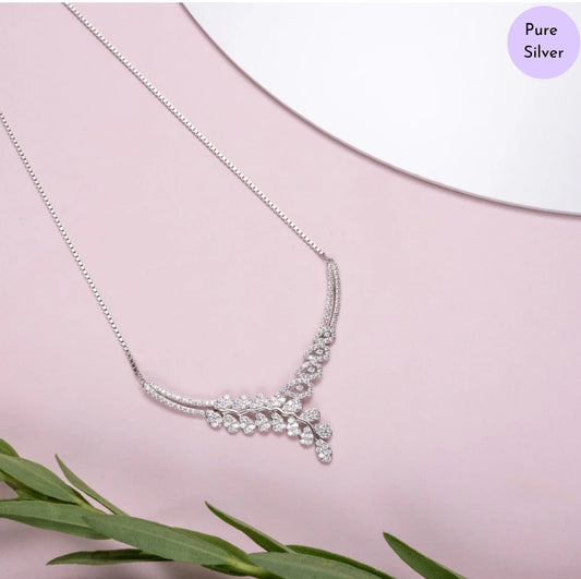 Pure Essence Drop Rhodium Plated 925 Silver Necklace