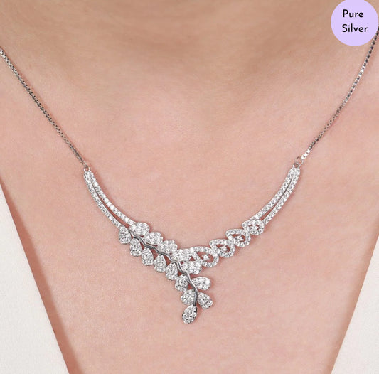 Pure Essence Drop Rhodium Plated 925 Silver Necklace