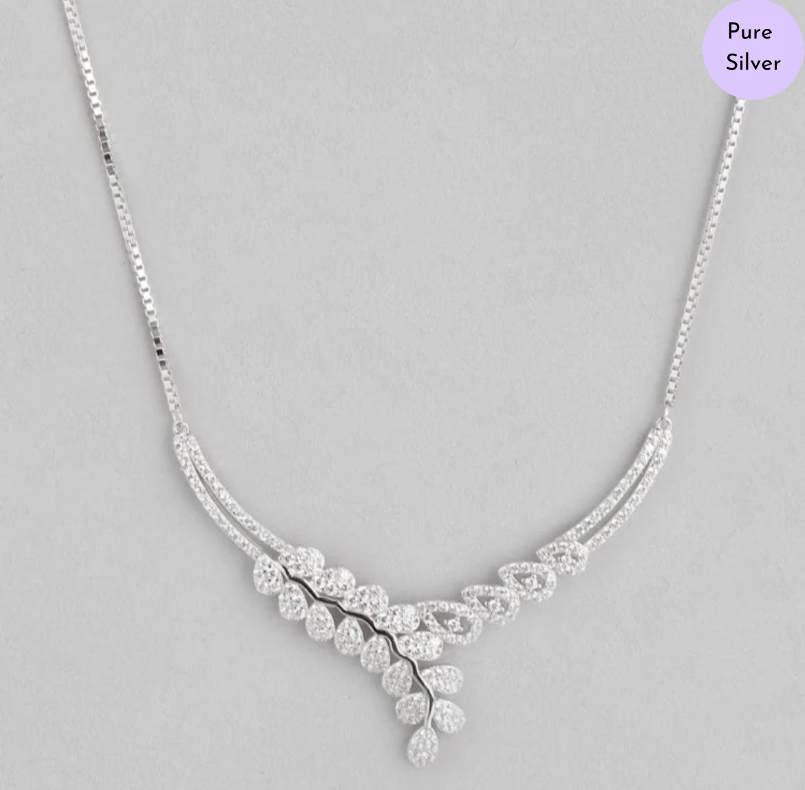 Pure Essence Drop Rhodium Plated 925 Silver Necklace