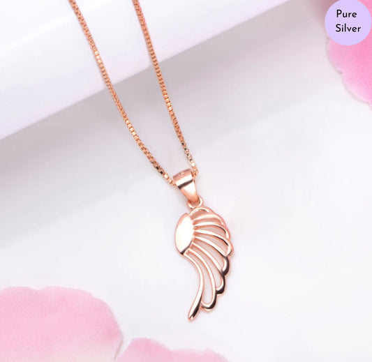 Divine Winged Charm Gold-Plated 925 Silver Pendant with Chain