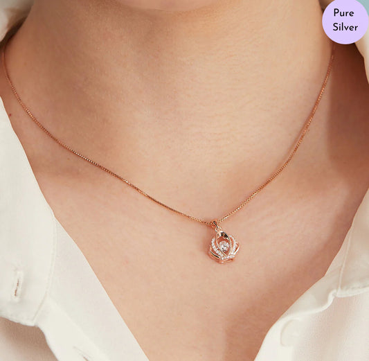 Crowned Elegance Rose Gold 925 Silver Necklace Chain