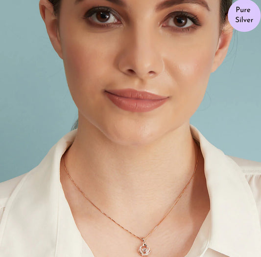 Crowned Elegance Rose Gold 925 Silver Necklace Chain