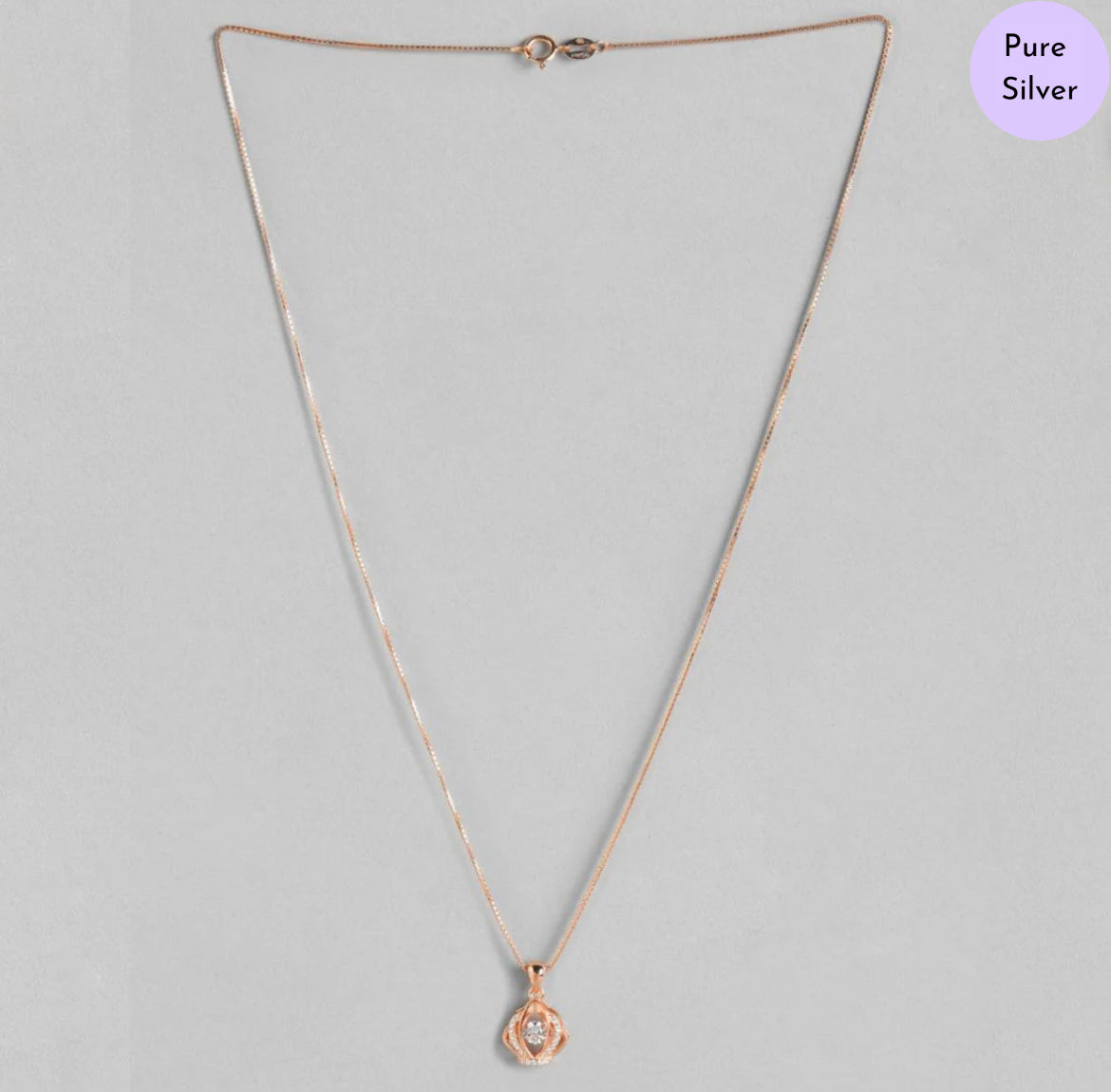 Crowned Elegance Rose Gold 925 Silver Necklace Chain