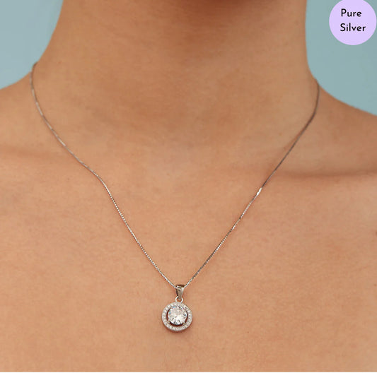 Eternal Alexis Halo Rhodium Plated 925 Silver Necklace