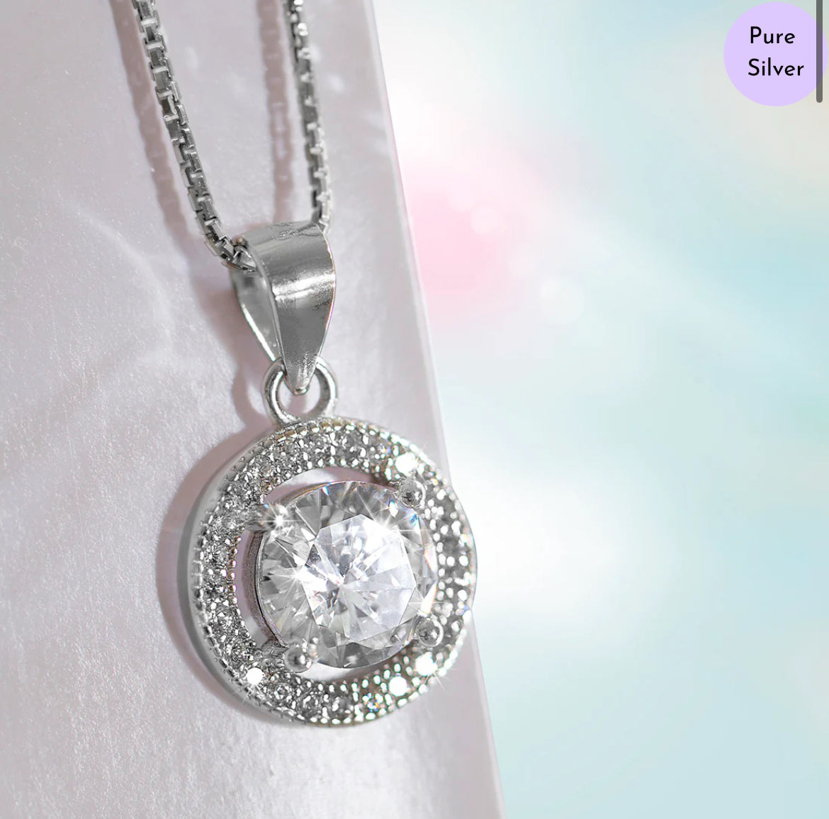 Eternal Alexis Halo Rhodium Plated 925 Silver Necklace