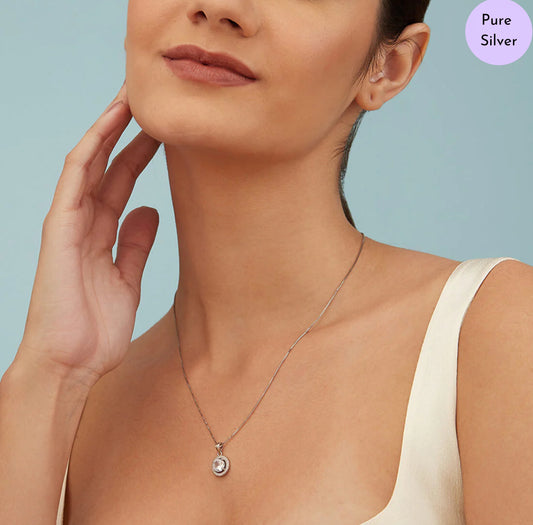 Eternal Alexis Halo Rhodium Plated 925 Silver Necklace