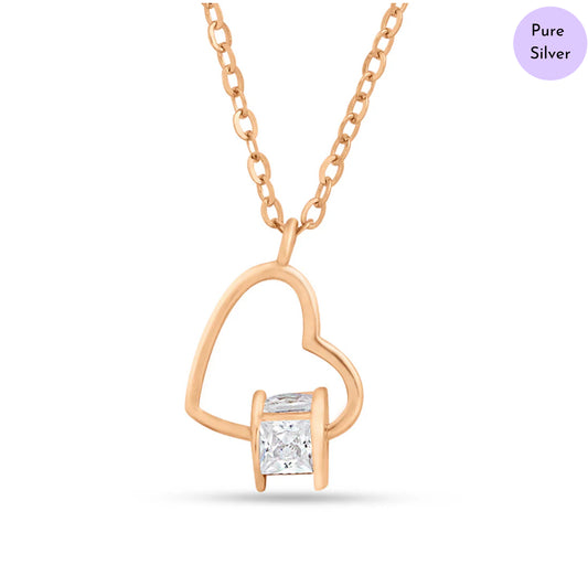 Stone of Love Rose Gold Plated 925 Sterling Silver Necklace