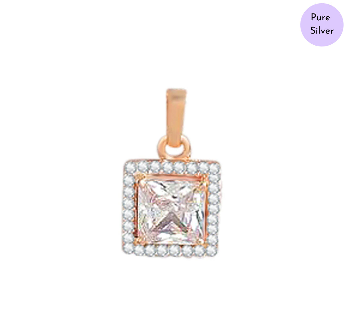 Square Symphony Rose Gold Plated 925 Silver Pendant with Chain