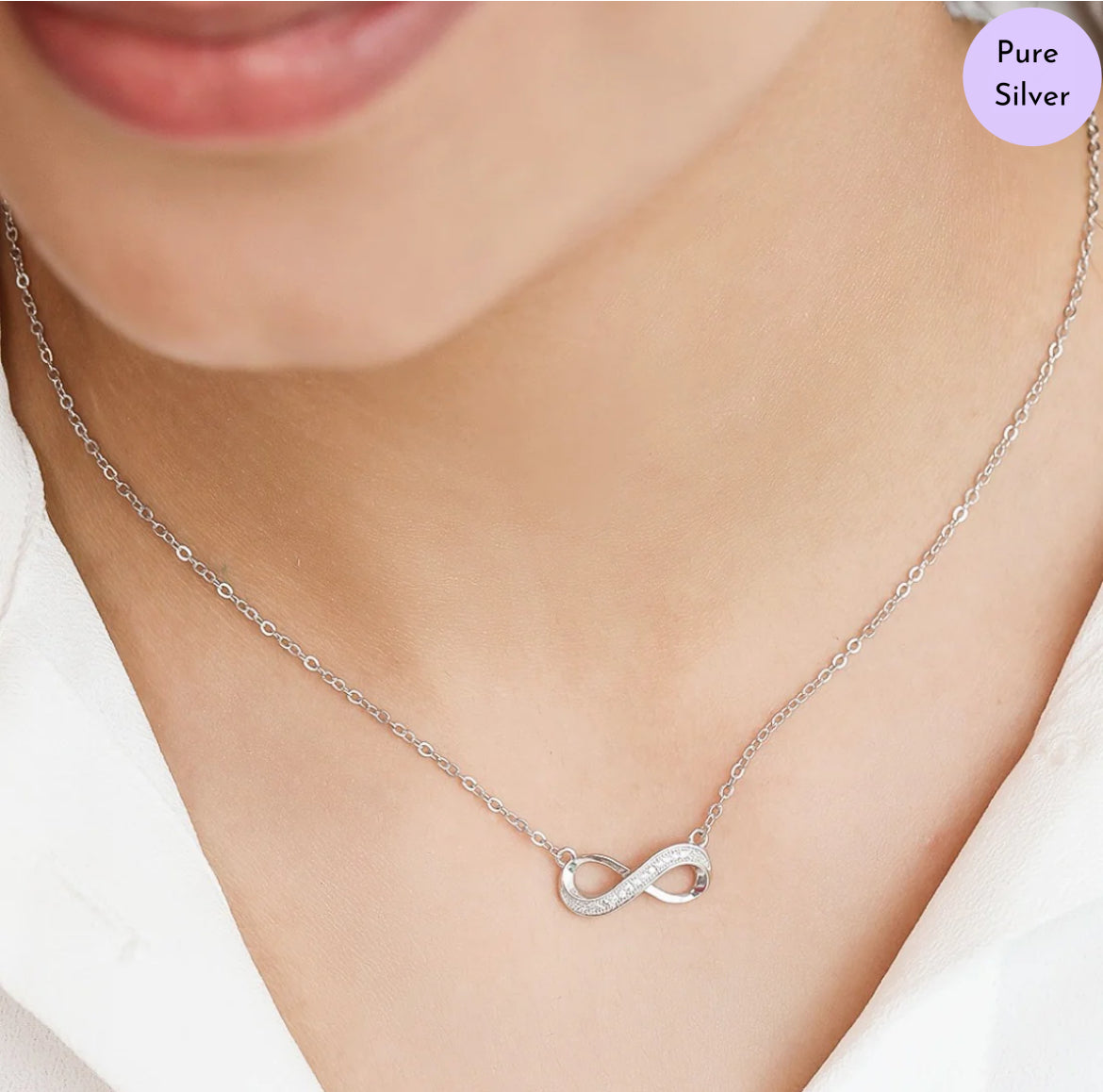 Halo of Infinity Rhodium Plated 925 Silver Necklace