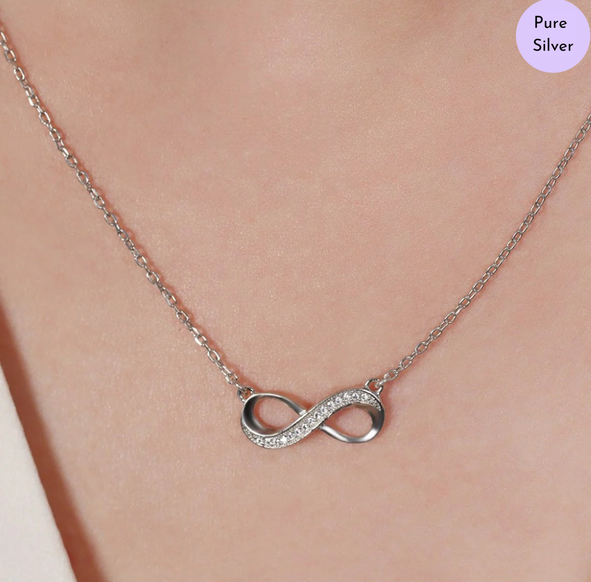 Halo of Infinity Rhodium Plated 925 Silver Necklace