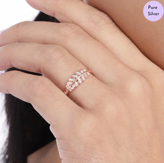Branch of Grace CZ Studded Rose Gold 925 Silver Ring (Adjustable)