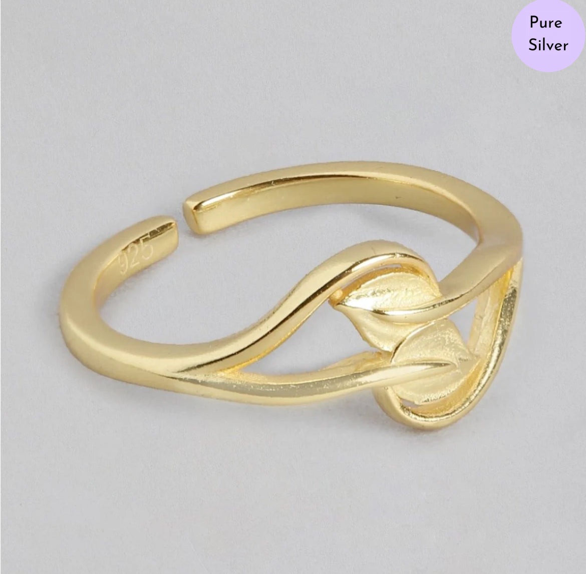 Natures's Golden Embrace 925 Sterling Silver Gold-Plated Women's Ring