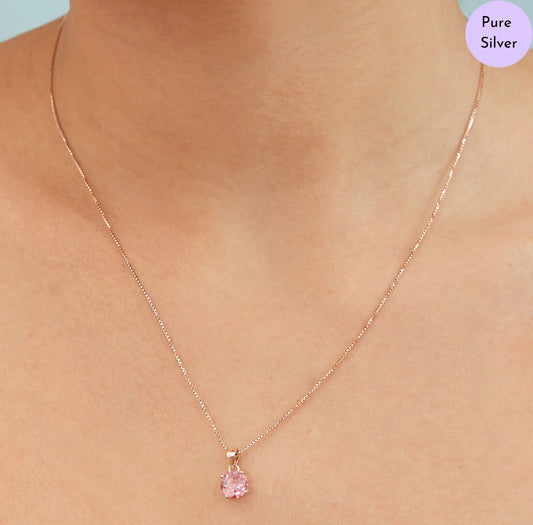 Pink Orbit Pendant Rose Gold Plated 925 Silver Pendant with Chain