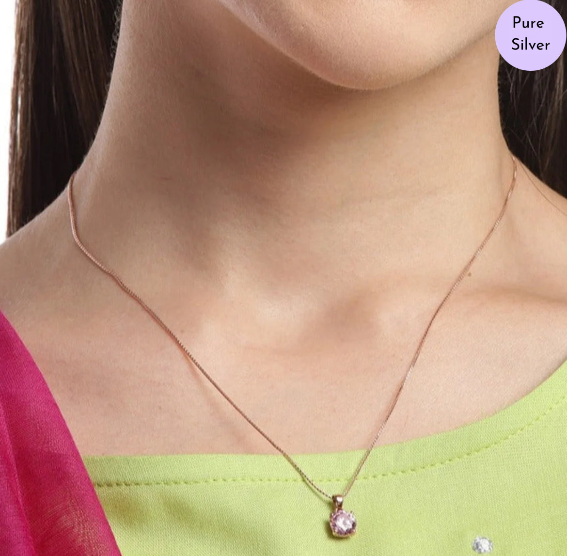 Pink Orbit Pendant Rose Gold Plated 925 Silver Pendant with Chain