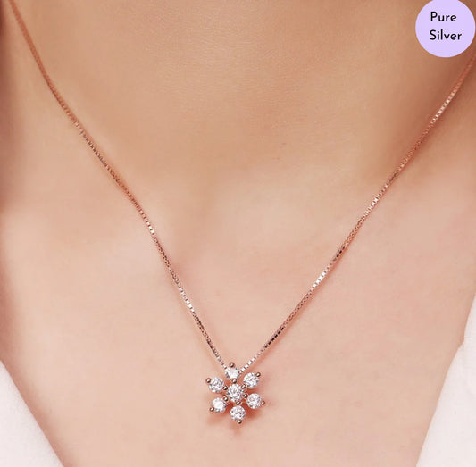 Lunar Glow Pendant Rose Gold Plated 925 Silver Necklace Chain