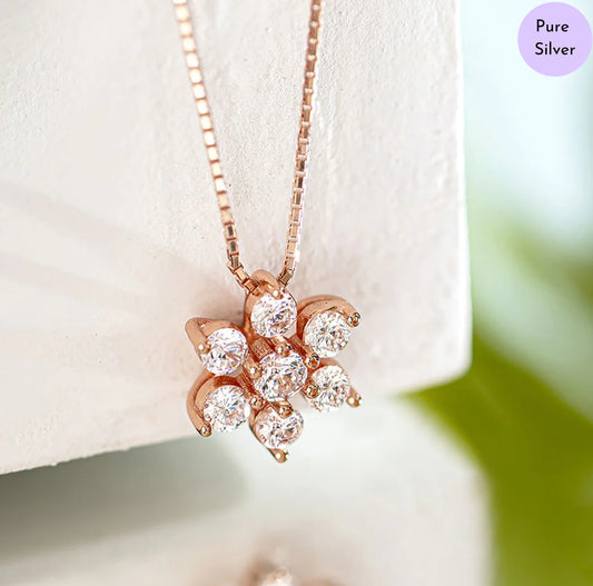 Lunar Glow Pendant Rose Gold Plated 925 Silver Necklace Chain