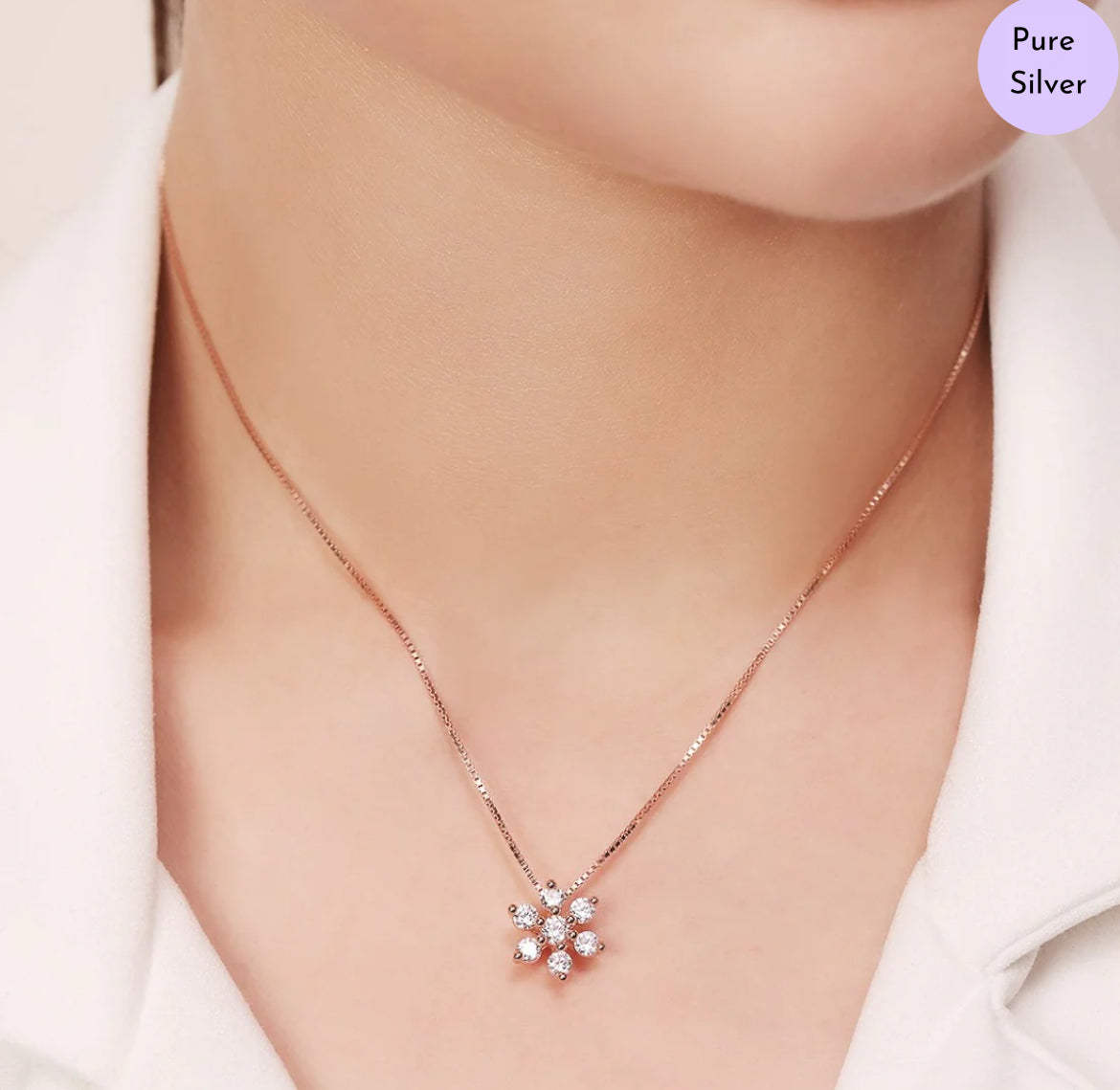 Lunar Glow Pendant Rose Gold Plated 925 Silver Necklace Chain