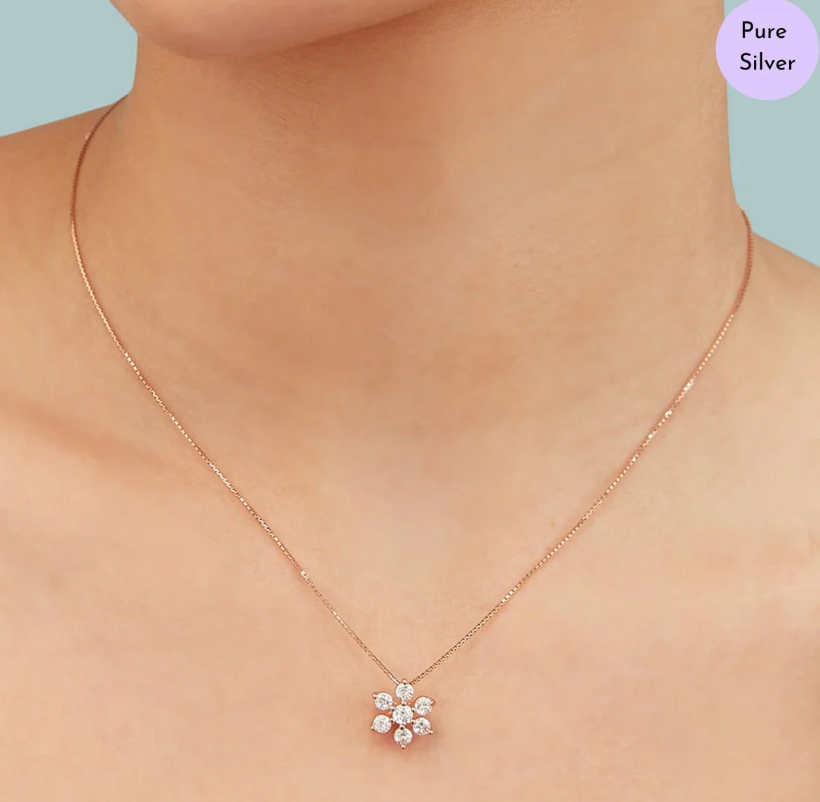 Lunar Glow Pendant Rose Gold Plated 925 Silver Necklace Chain