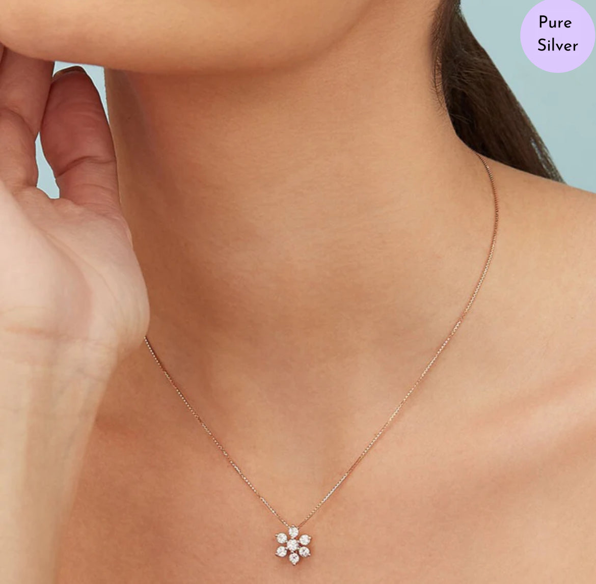 Lunar Glow Pendant Rose Gold Plated 925 Silver Necklace Chain
