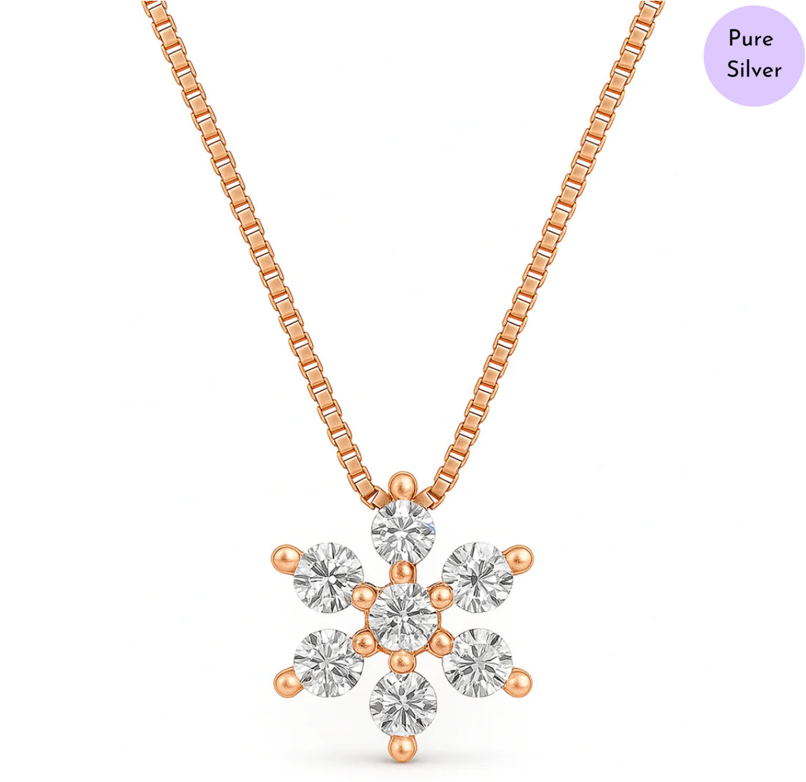 Lunar Glow Pendant Rose Gold Plated 925 Silver Necklace Chain