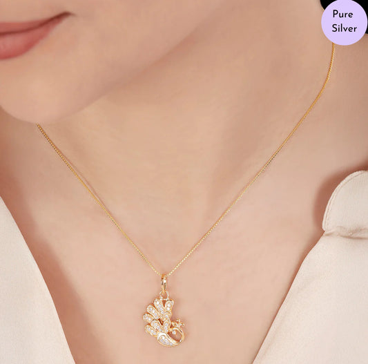 Golden Mirage Pendant with CZ in Gold-Plated 925 Sterling Silver