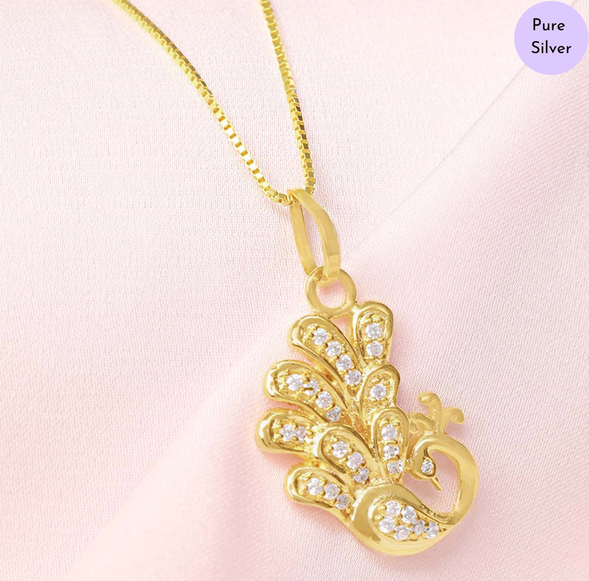 Golden Mirage Pendant with CZ in Gold-Plated 925 Sterling Silver