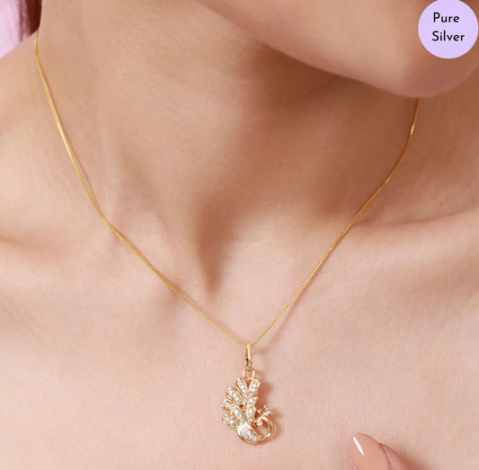 Golden Mirage Pendant with CZ in Gold-Plated 925 Sterling Silver