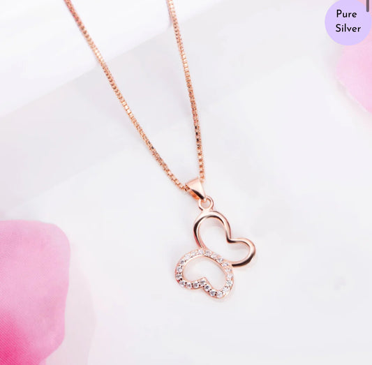 Dreamcatcher Wings Rose Gold-Plated 925 Silver Butterfly Pendant with Chain