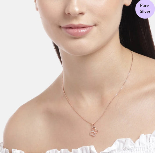 Dreamcatcher Wings Rose Gold-Plated 925 Silver Butterfly Pendant with Chain