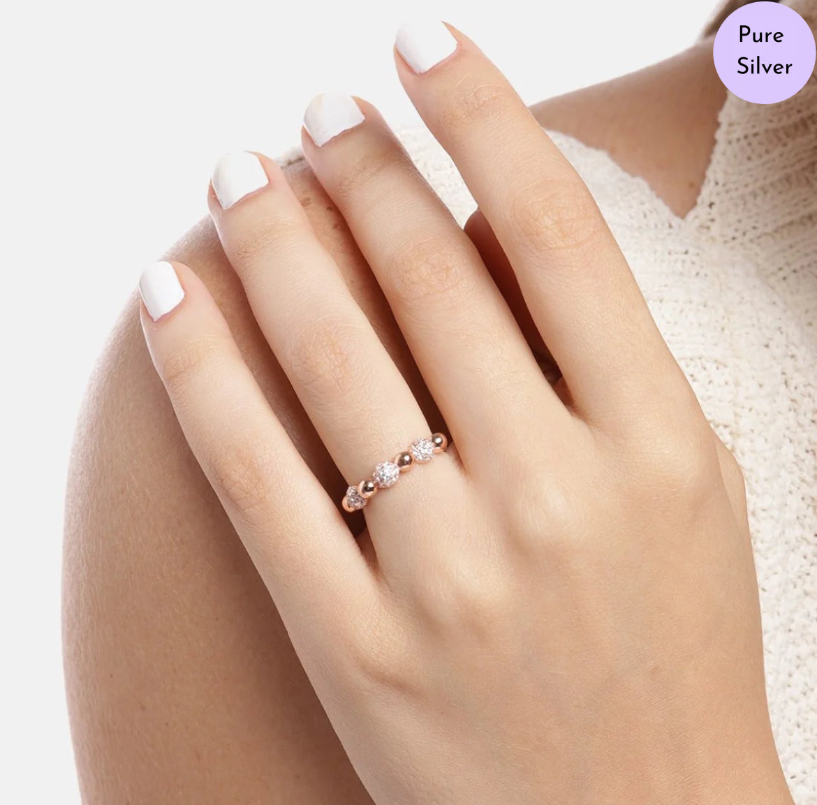 Flora Lux Rhodium Rose Gold-Plated 925 Sterling Silver Ring