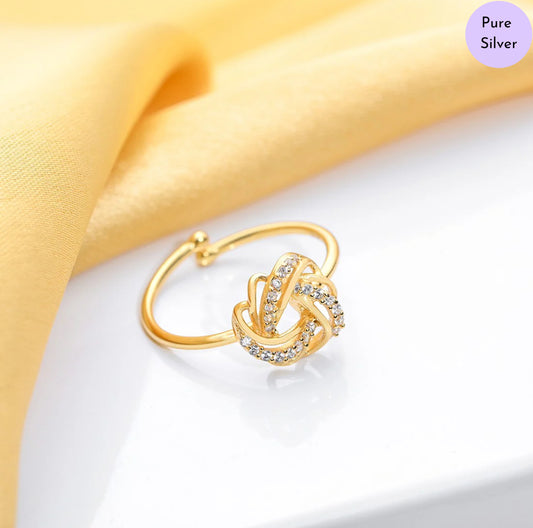 Golden Echo Gold plated 925 Sterling Silver Adjustable Ring (Adjustable)