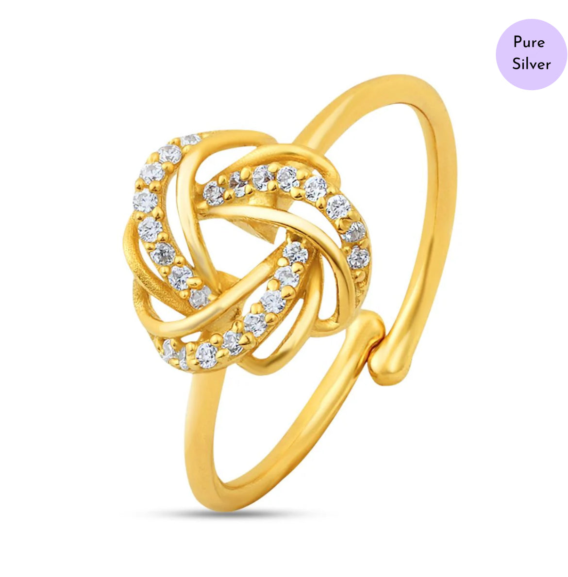 Golden Echo Gold plated 925 Sterling Silver Adjustable Ring (Adjustable)