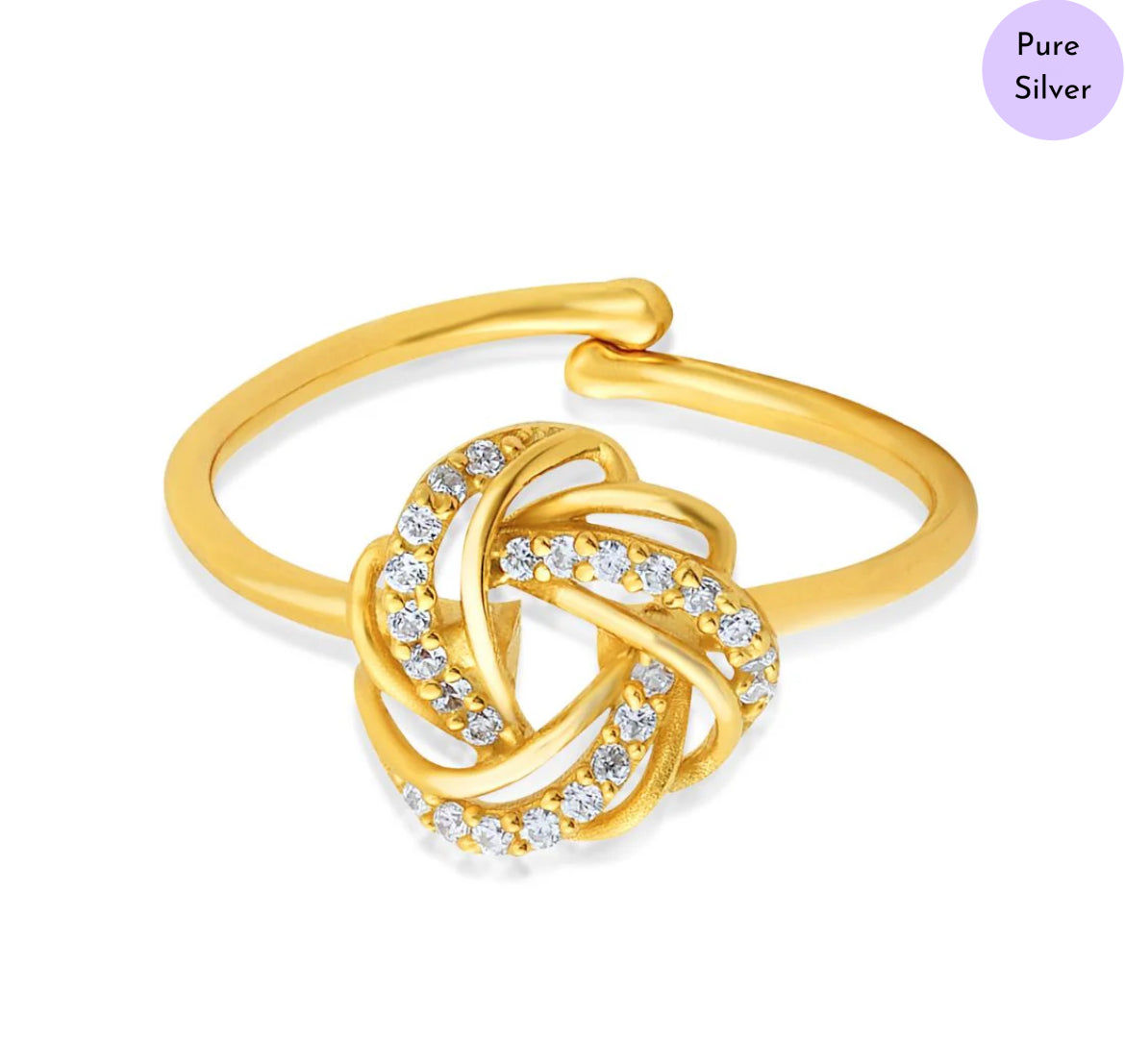 Golden Echo Gold plated 925 Sterling Silver Adjustable Ring (Adjustable)