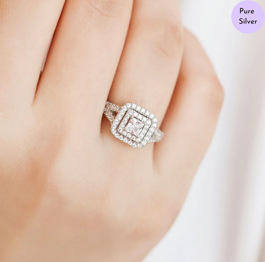 Reflections of Grace Rhodium-Plated 925 Sterling Silver CZ Ring (Adjustable)