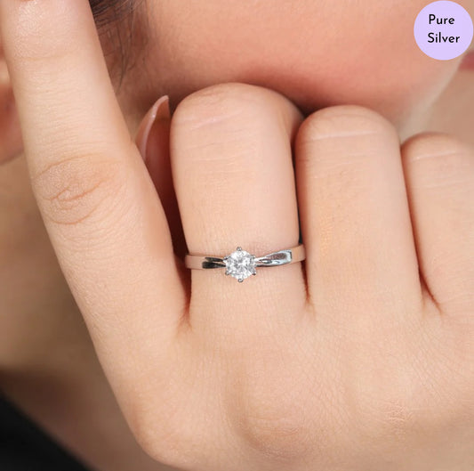 Shimmer Halo Rhodium-Plated CZ 925 Sterling Silver Ring