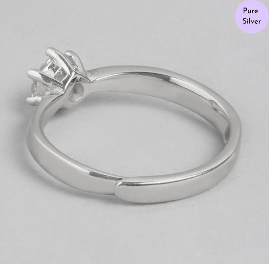 Shimmer Halo Rhodium-Plated CZ 925 Sterling Silver Ring