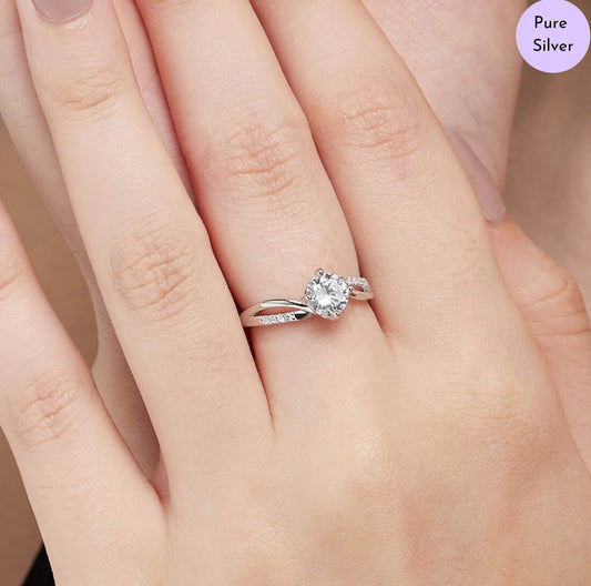 Whirlstone Charm Rhodium Plated 925 Sterling Silver Ring (Adjustable)